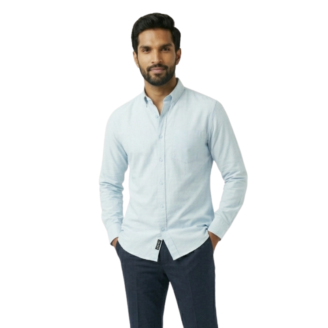 Ice Blue Cotton Shirt for Men – Premium tailored Fit Formal Wear | Nakear