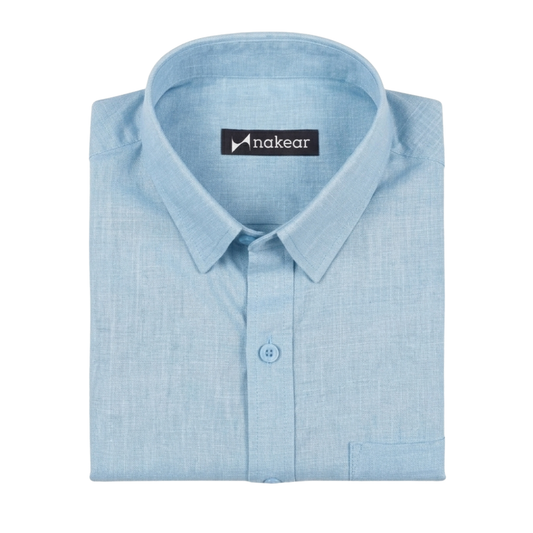 Sky Blue Linen Shirt for Men | Soft & Breathable | Nakear