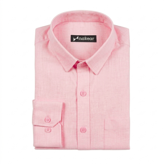Blush Pink Linen Shirt for Men – Premium Slim Fit Summer Wear | Nakear