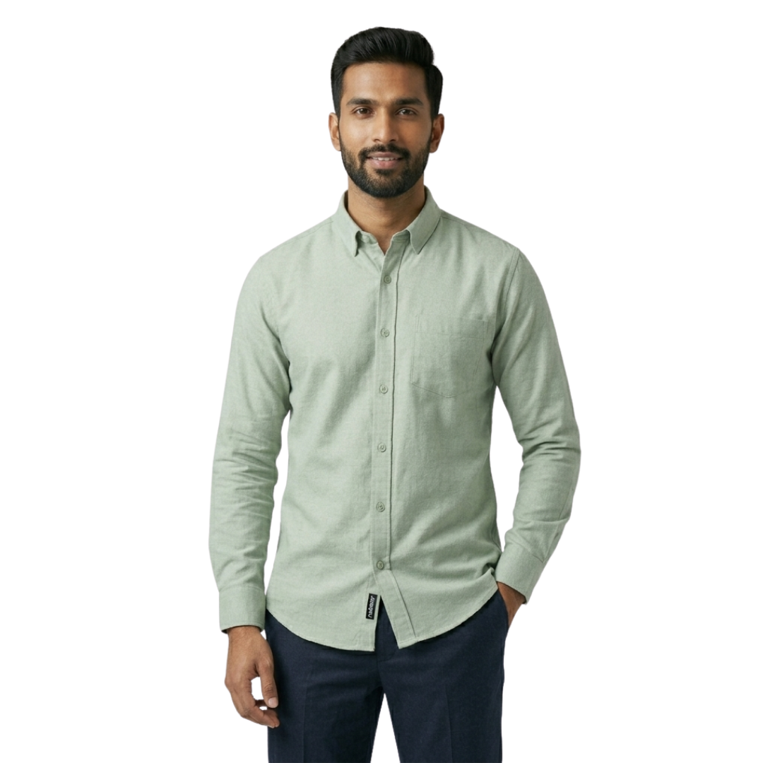 Sage Green Premium Cotton Shirt for Men – Tailored Fit Office Wear | Nakear