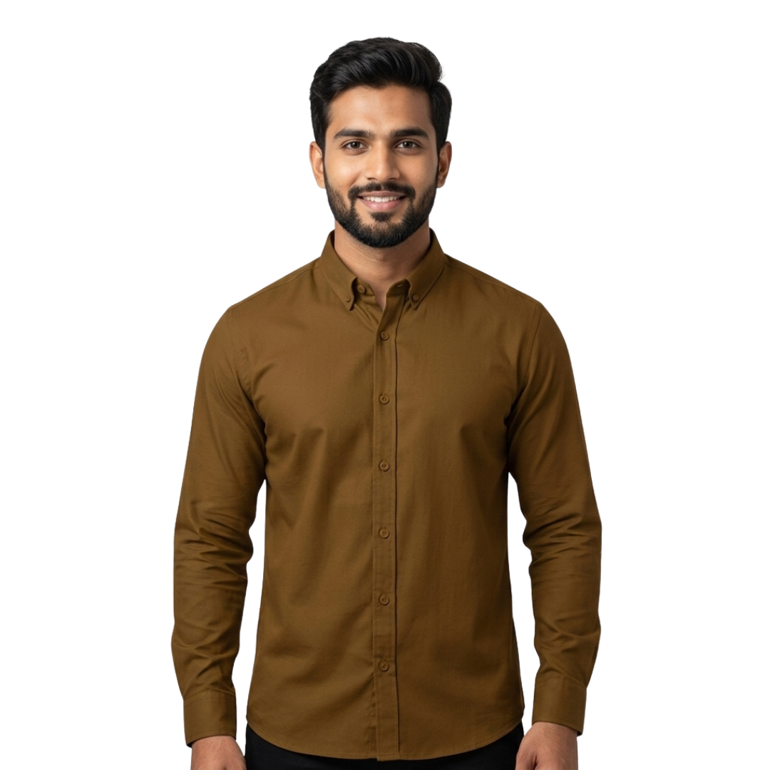 Men's Premium Cotton Formal Shirt in Mocha Earth | Nakear