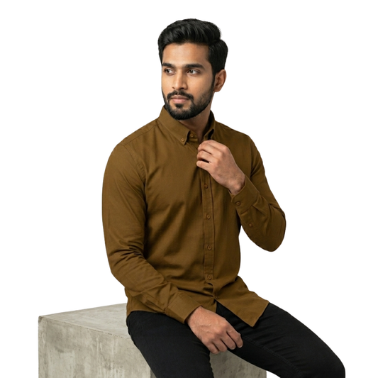 Men's Premium Cotton Formal Shirt in Mocha Earth | Nakear