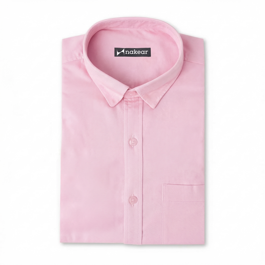 Light Pink Cotton Formal Shirt for Men – Slim Fit Office Wear | Nakear