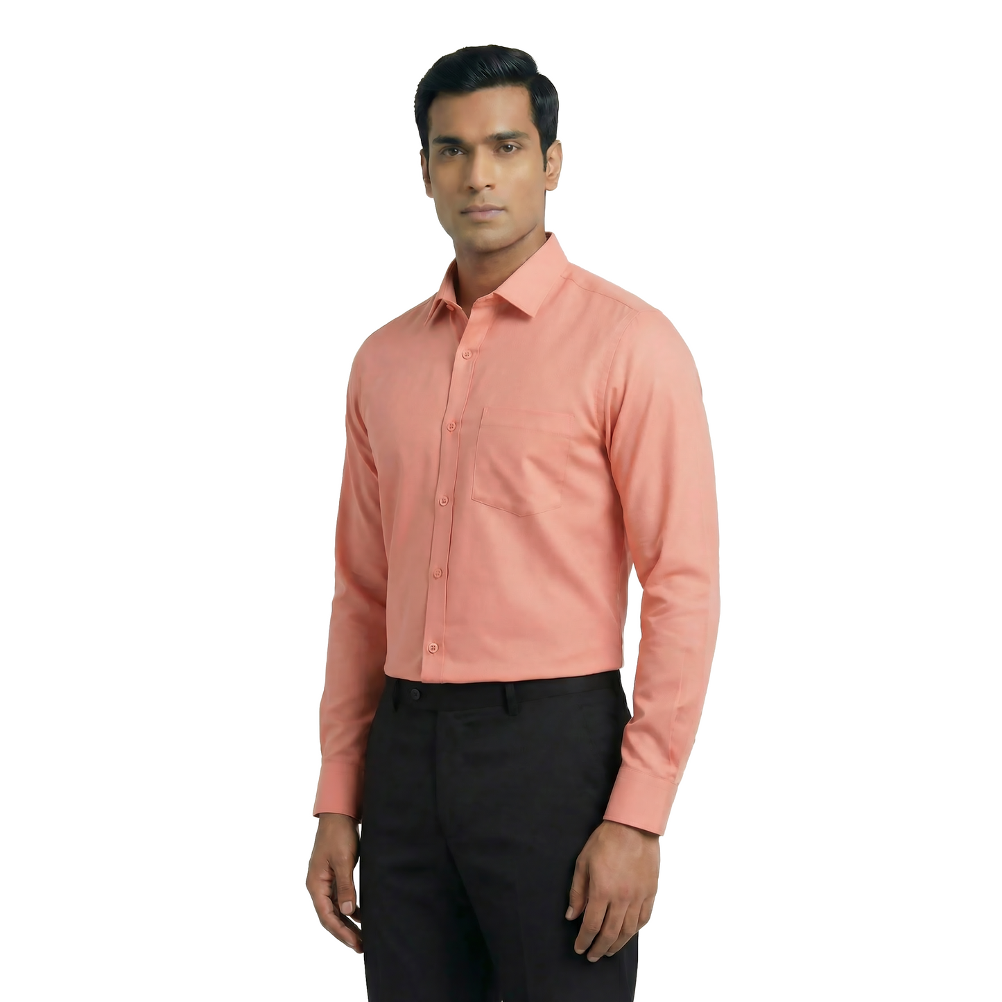 Salmon Pink Men’s Formal Office Shirt | Smart Tailored Fit Full Sleeve – Nakear