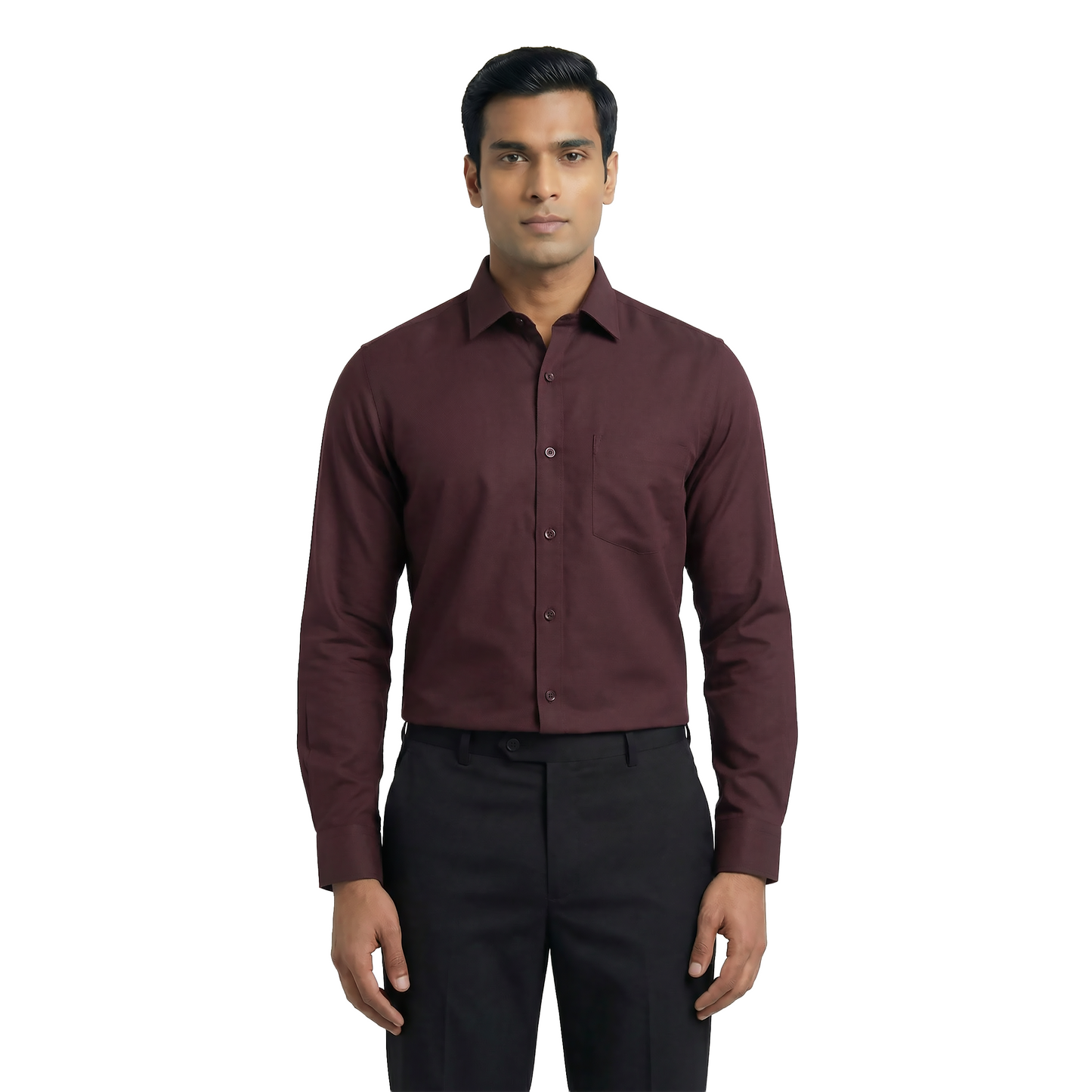 Maroon Men’s Formal Office Wear Shirt | Tailored Fit Full Sleeve – Nakear