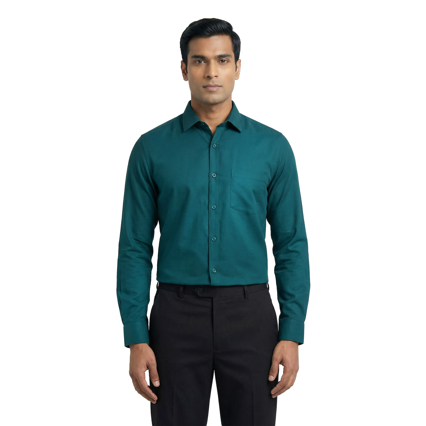 Teal Blue Men’s Office Formal Shirt | Smart Tailored Fit Full Sleeve – Nakear