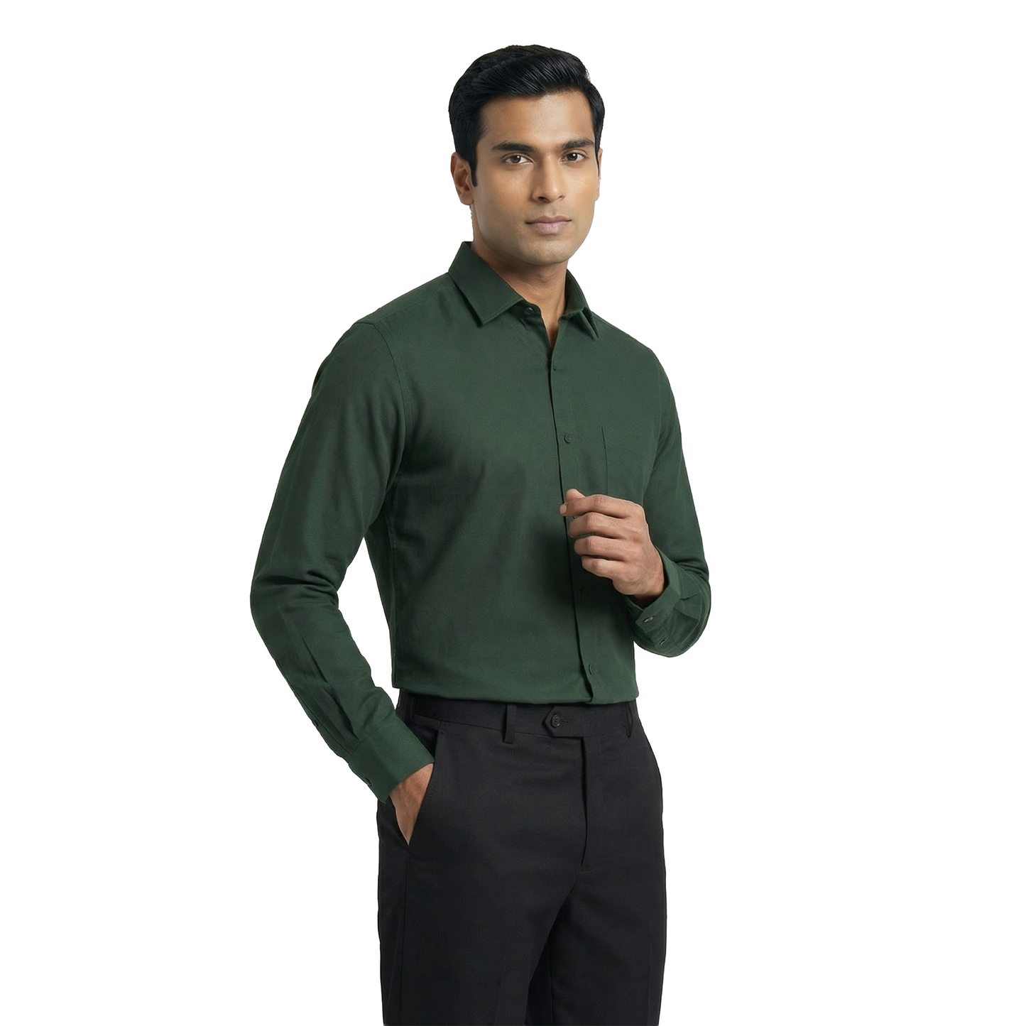 Olive Green Men’s Workwear Formal Shirt | Tailored Fit Full Sleeve – Nakear