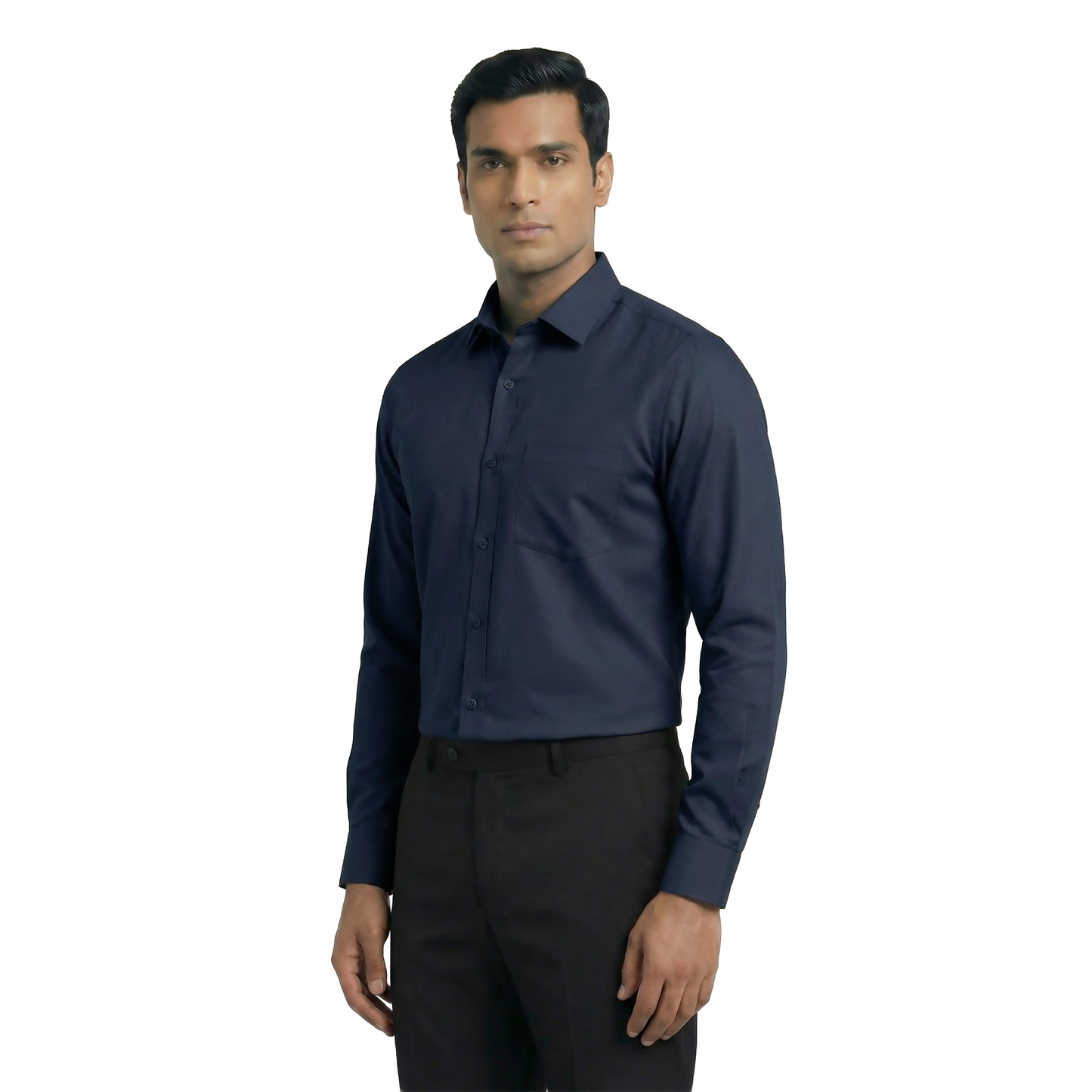 Navy Men’s Formal Shirt for Work | Tailored Fit Full Sleeve – Nakear