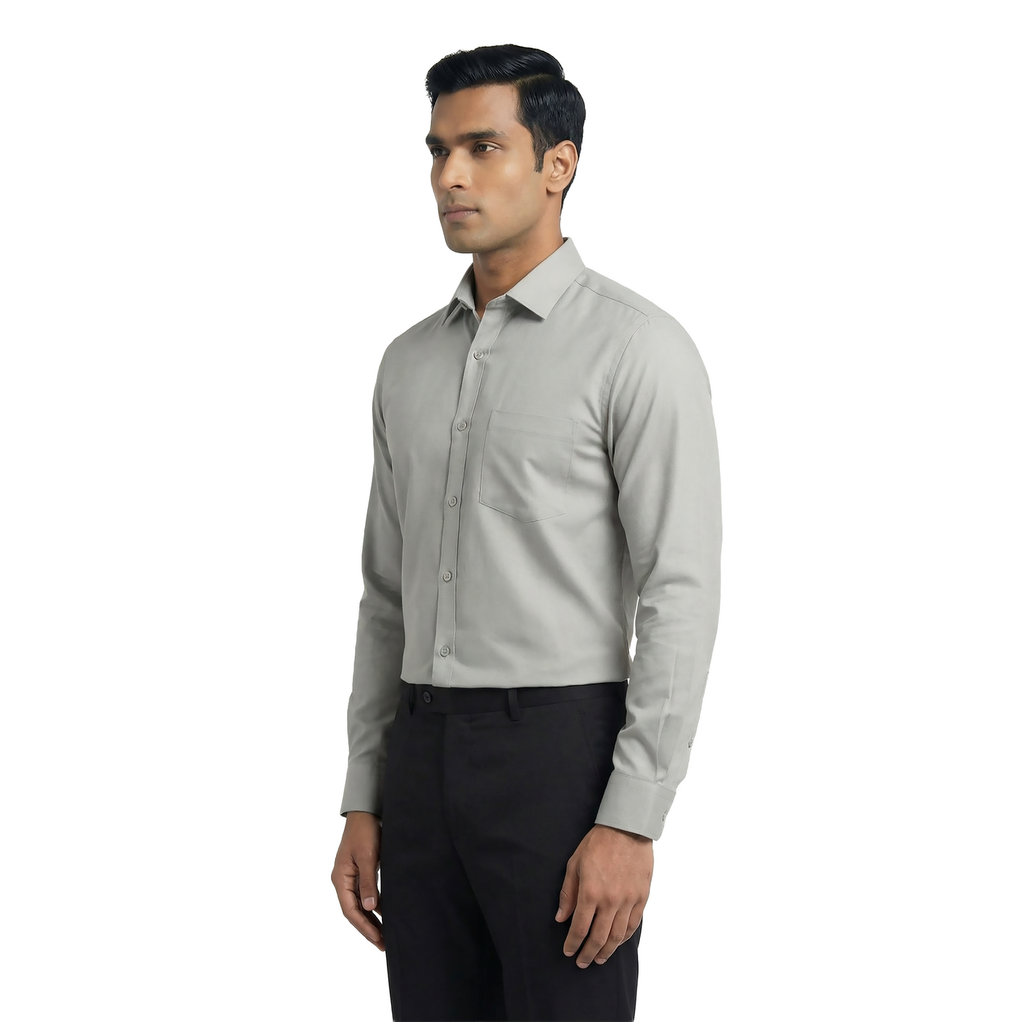 Light Grey Men’s Formal Shirt for Office | Tailored Fit Full Sleeve – Nakear