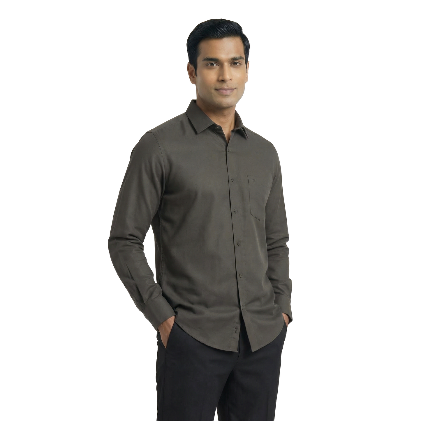 Charcoal Grey Men’s Formal Work Shirt | Tailored Fit Full Sleeve – Nakear