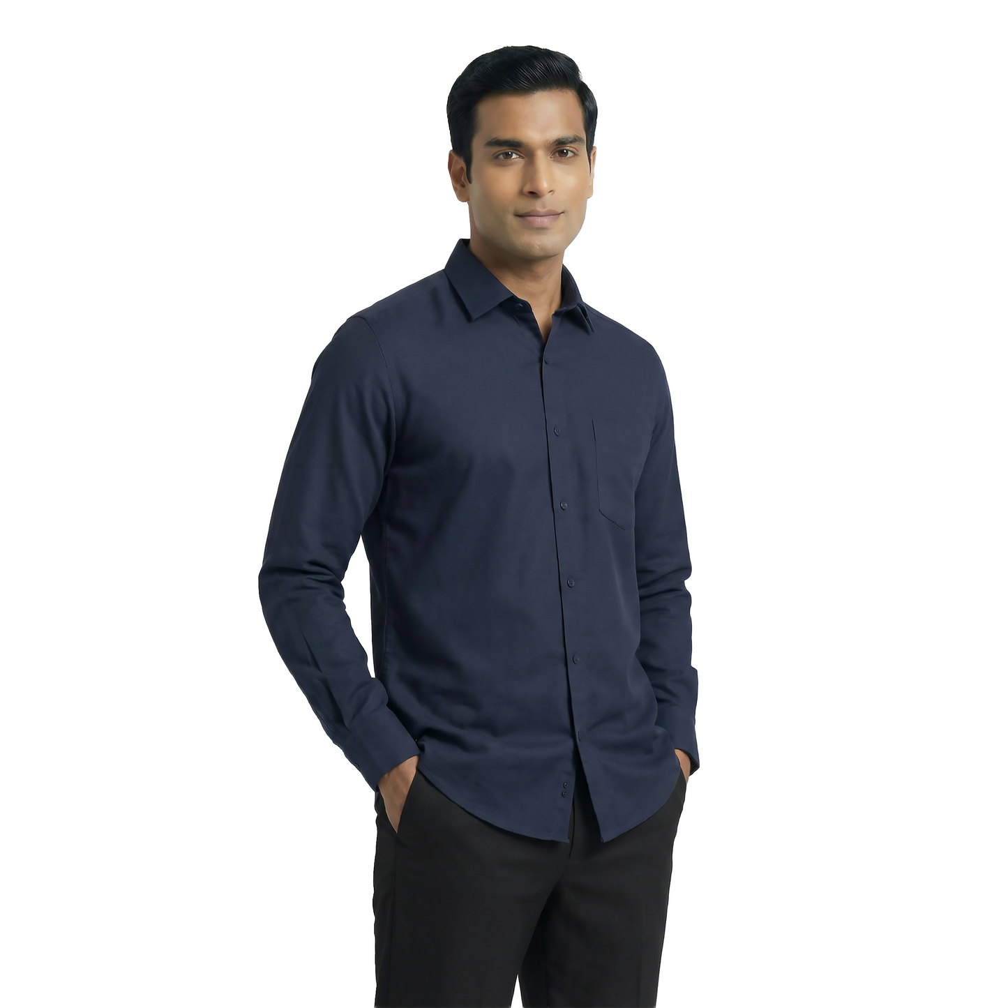 Navy Men’s Formal Shirt for Work | Tailored Fit Full Sleeve – Nakear
