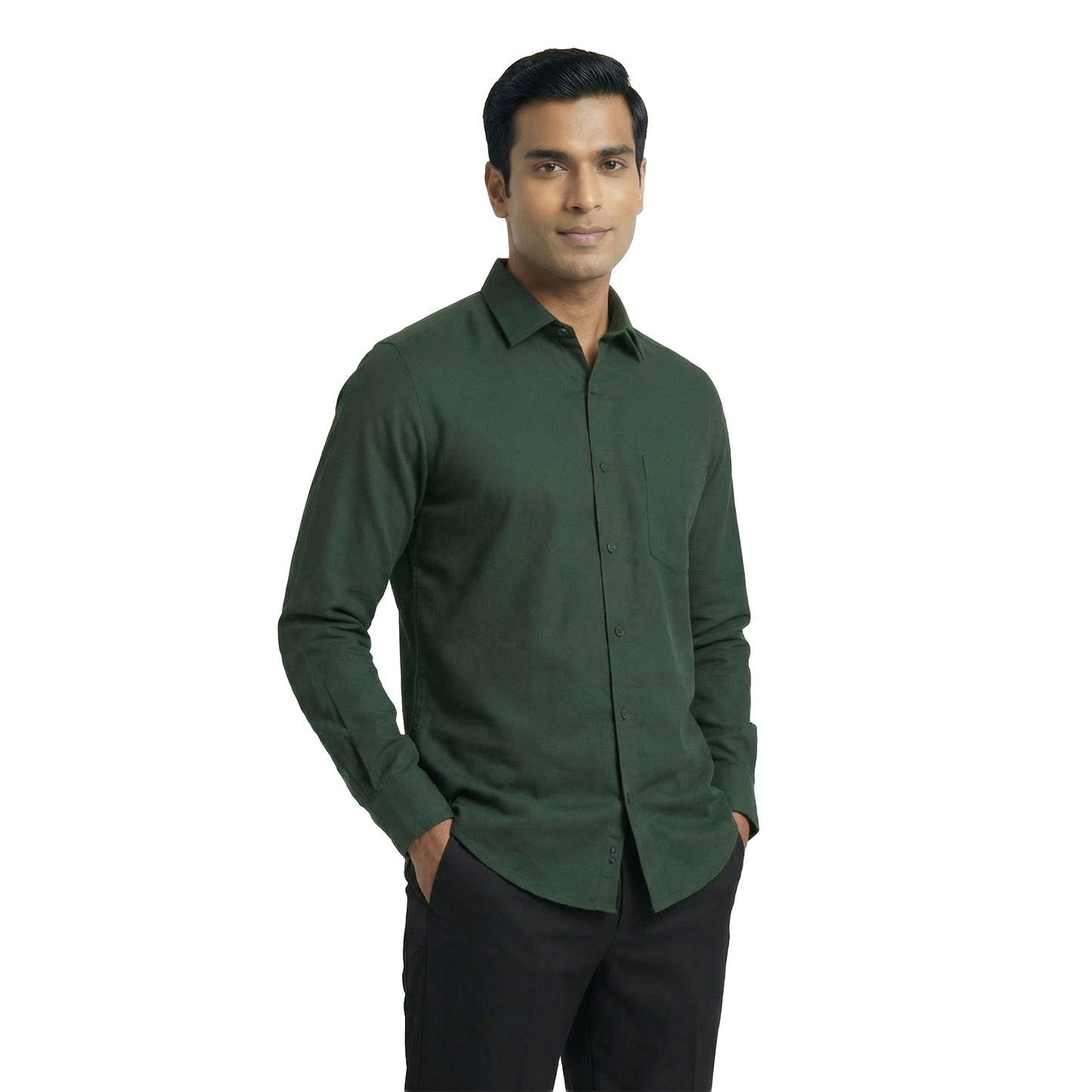 Olive Green Men’s Workwear Formal Shirt | Tailored Fit Full Sleeve – Nakear