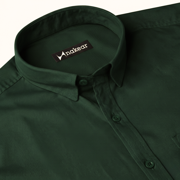 Olive Green Men’s Workwear Formal Shirt | Tailored Fit Full Sleeve – Nakear