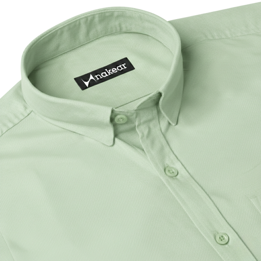 Sage Green Premium Cotton Shirt for Men – Tailored Fit Office Wear | Nakear