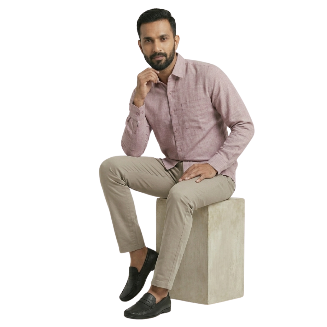 Dusty Rose Linen Shirt for Men | Lightweight & Comfortable | Nakear