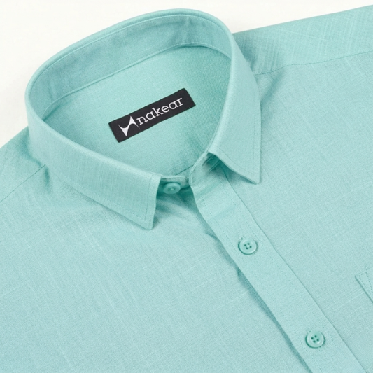 Mint Green Linen Shirt for Men | Soft Linen Comfort | Nakear