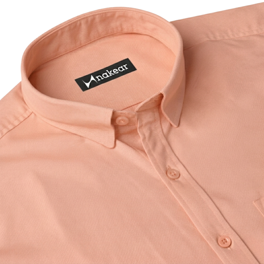 Peach Cotton Formal Shirt for Men – Tailored Fit Office Wear | Nakear