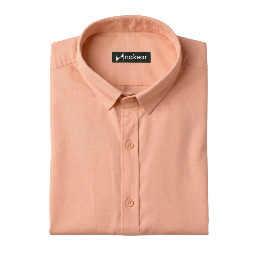 Peach Cotton Formal Shirt for Men – Tailored Fit Office Wear | Nakear