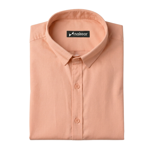 Peach Cotton Formal Shirt for Men – Tailored Fit Office Wear | Nakear