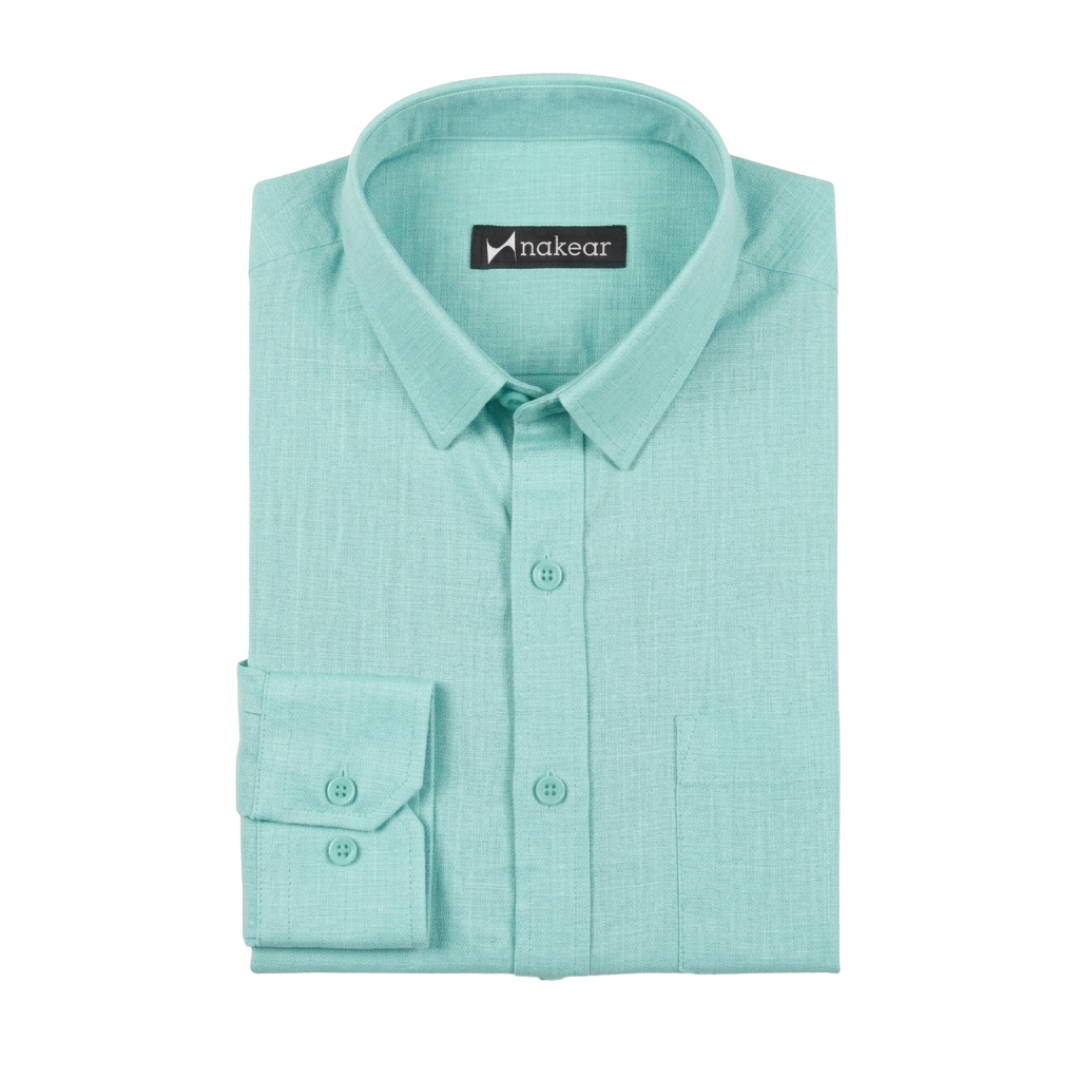 Mint Green Linen Shirt for Men | Soft Linen Comfort | Nakear