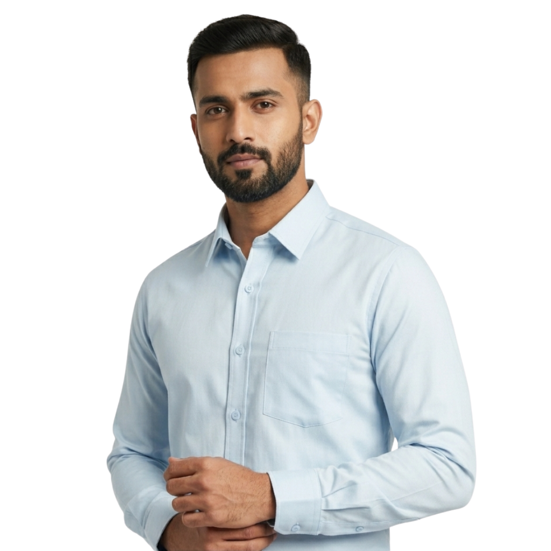 Ice Blue Cotton Shirt for Men – Premium tailored Fit Formal Wear | Nakear