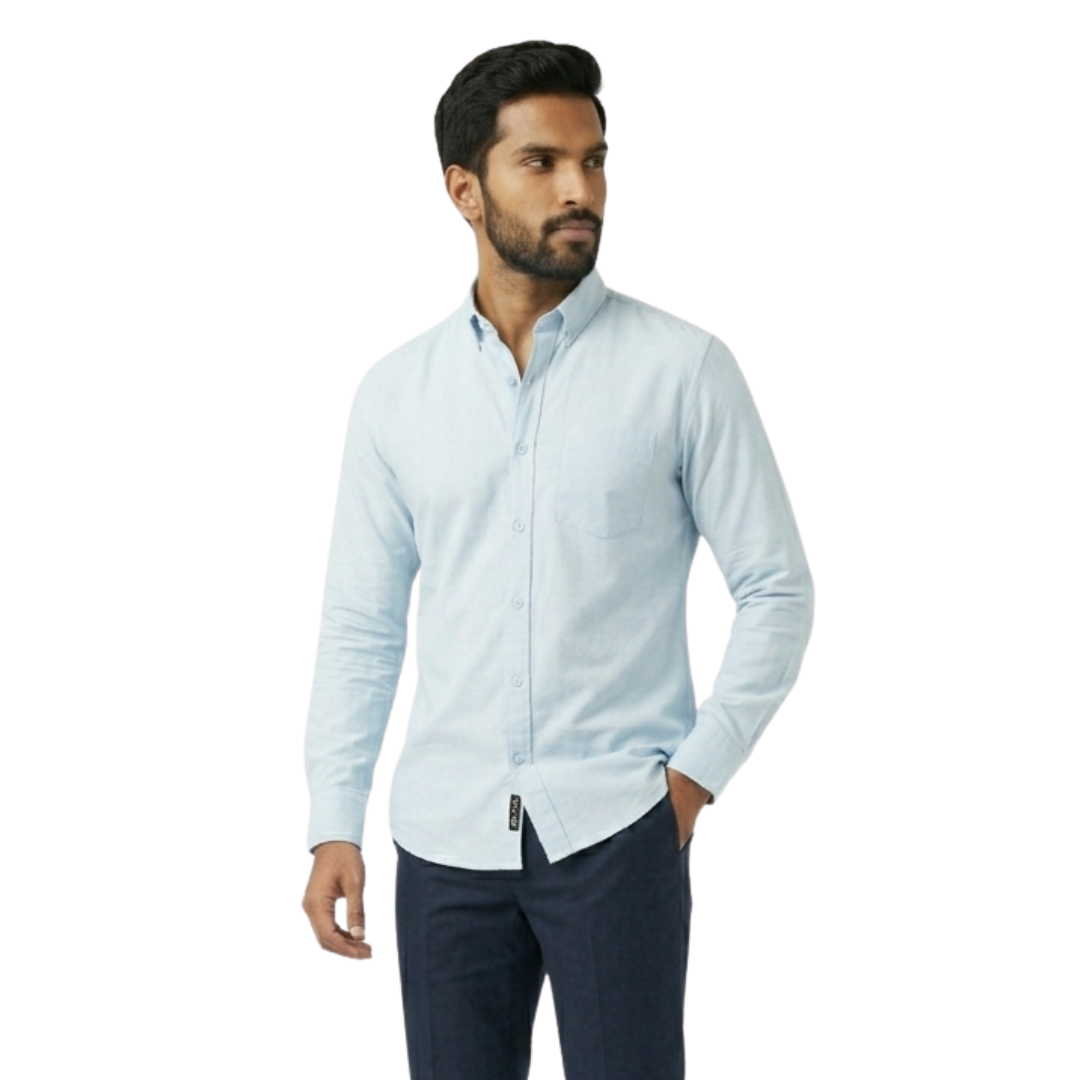 Ice Blue Cotton Shirt for Men – Premium tailored Fit Formal Wear | Nakear