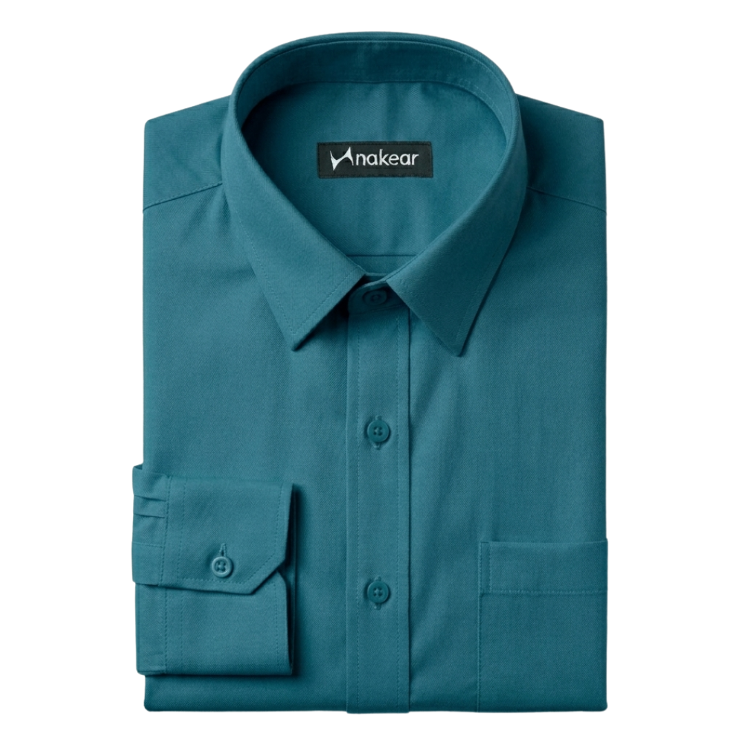 Deep Teal Pure Cotton Formal Shirt for Men – Premium Slim Fit | Nakear