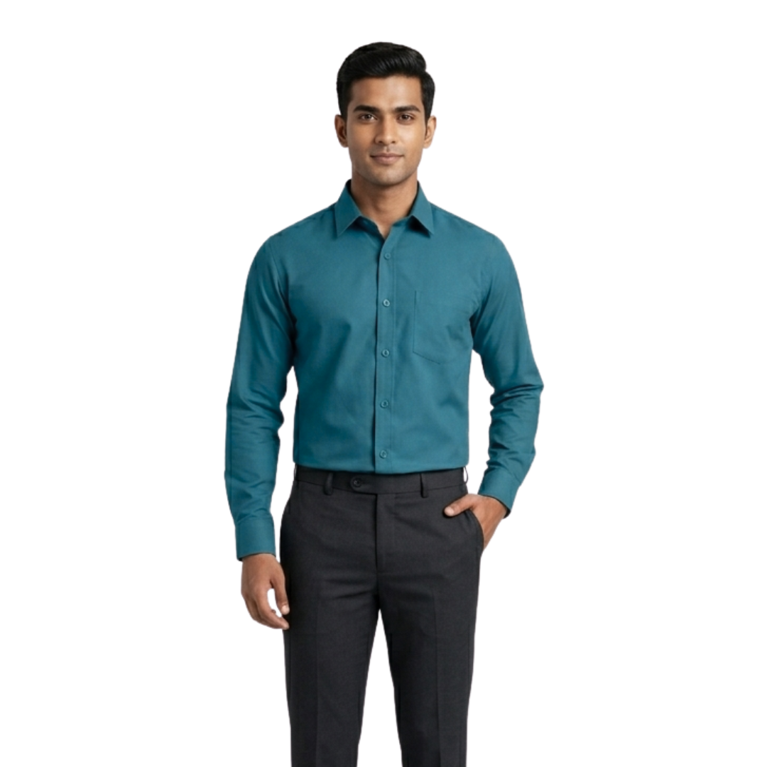 Deep Teal Pure Cotton Formal Shirt for Men – Premium Slim Fit | Nakear