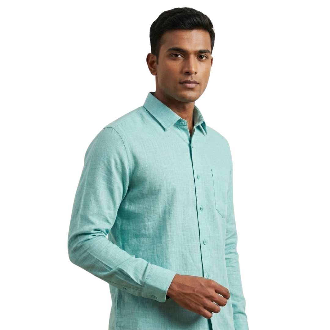 Mint Green Linen Shirt for Men | Soft Linen Comfort | Nakear