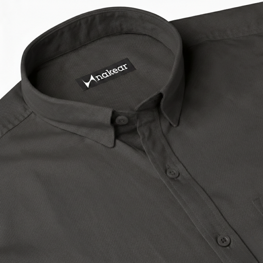 Charcoal Grey Men’s Formal Work Shirt | Tailored Fit Full Sleeve – Nakear