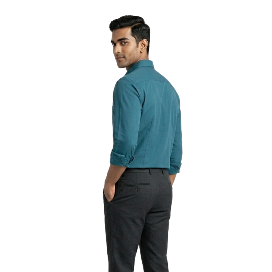 Deep Teal Pure Cotton Formal Shirt for Men – Premium Slim Fit | Nakear
