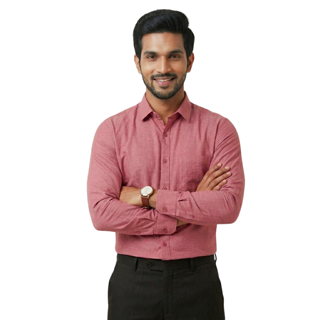 Dusty Red Cotton Shirt for Men – Premium Everyday Wear | Nakear