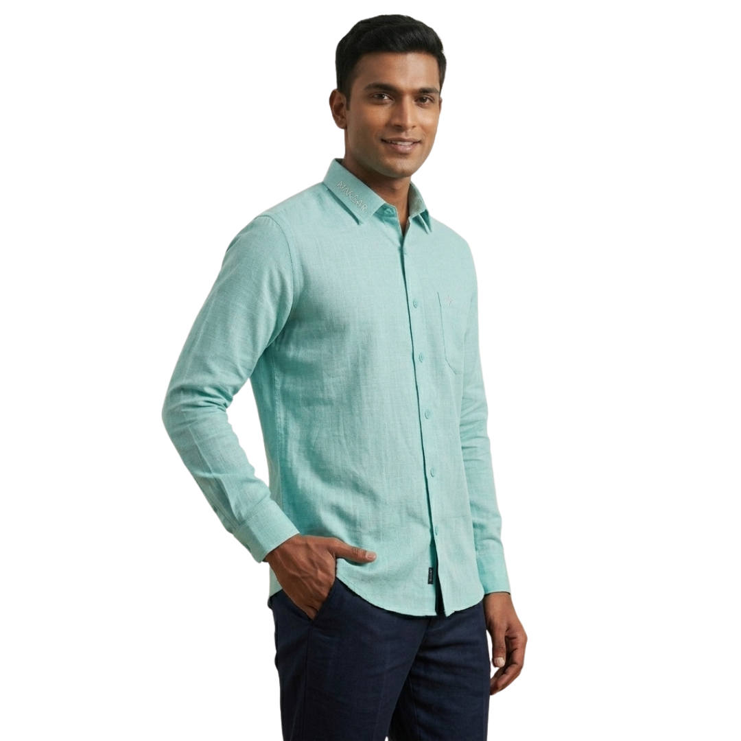Mint Green Linen Shirt for Men | Soft Linen Comfort | Nakear