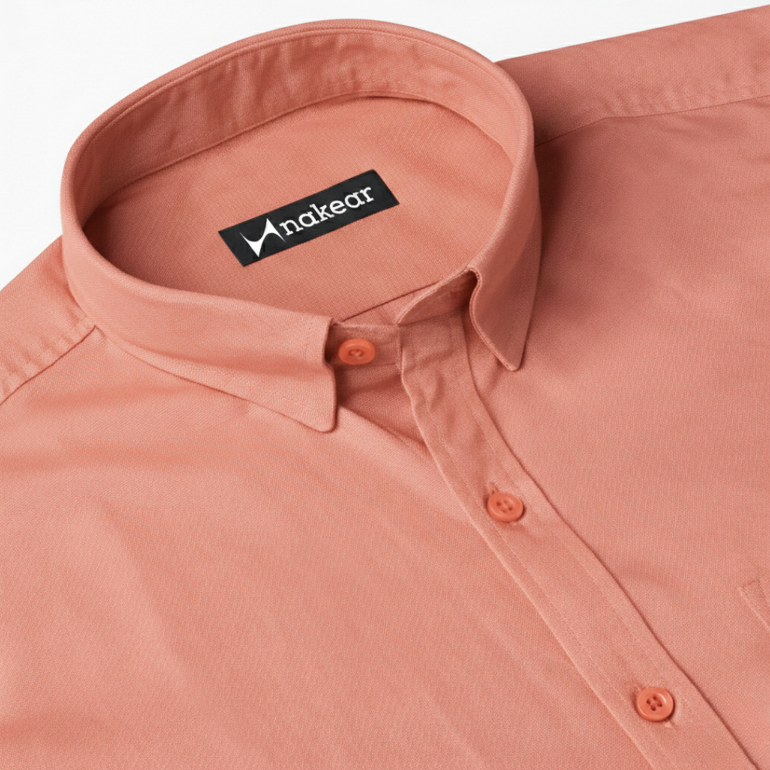 Salmon Pink Men’s Formal Office Shirt | Smart Tailored Fit Full Sleeve – Nakear