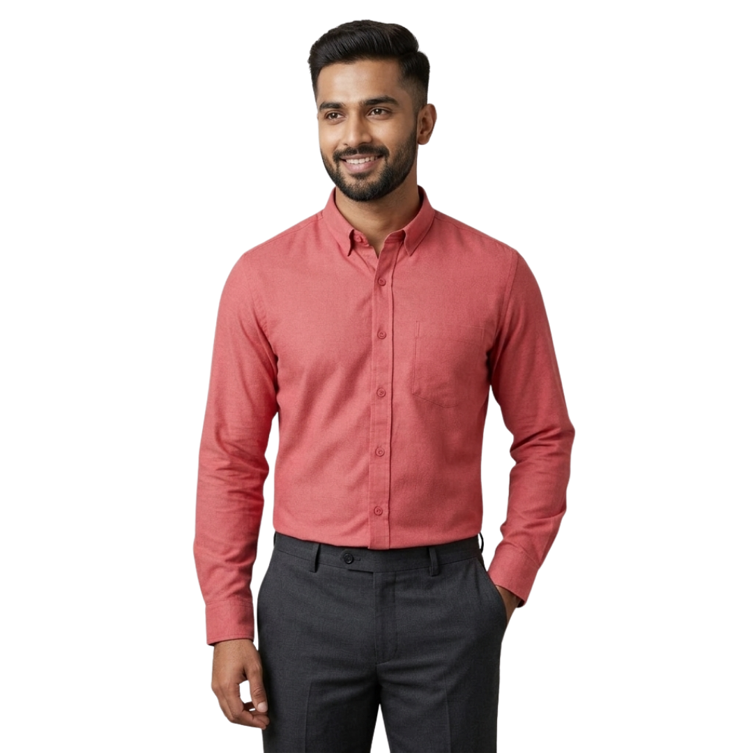 Dusty Red Cotton Shirt for Men – Premium Everyday Wear | Nakear