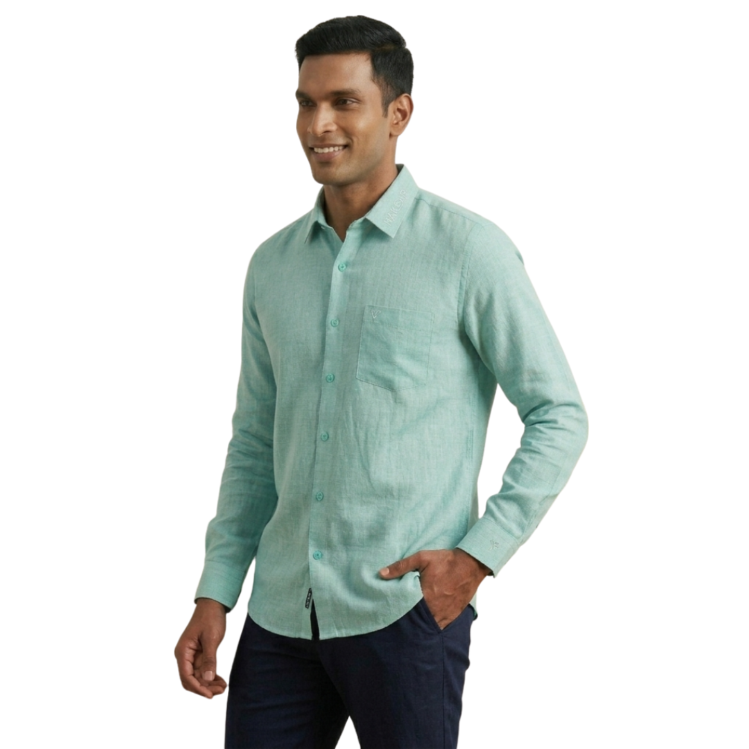 Mint Green Linen Shirt for Men | Soft Linen Comfort | Nakear