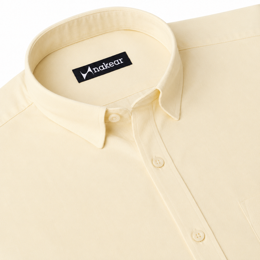 Men's Premium Cotton Formal Shirt in Ivory Yellow | Nakear