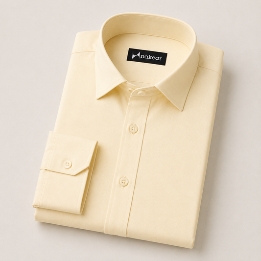 Men's Premium Cotton Formal Shirt in Ivory Yellow | Nakear