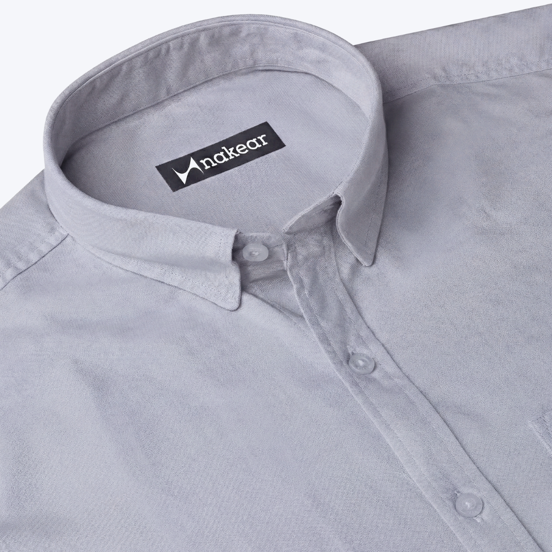 Light Grey Men’s Formal Shirt for Office | Tailored Fit Full Sleeve – Nakear