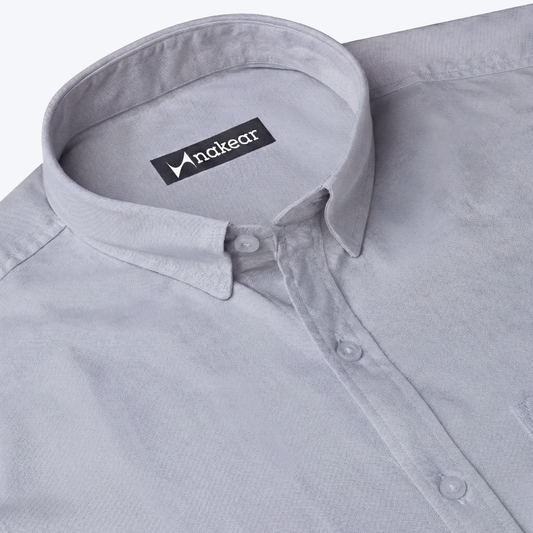 Light Grey Men’s Formal Shirt for Office | Tailored Fit Full Sleeve – Nakear