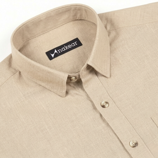 Beige Linen Shirt for Men – Breathable Summer Shirt | Nakear