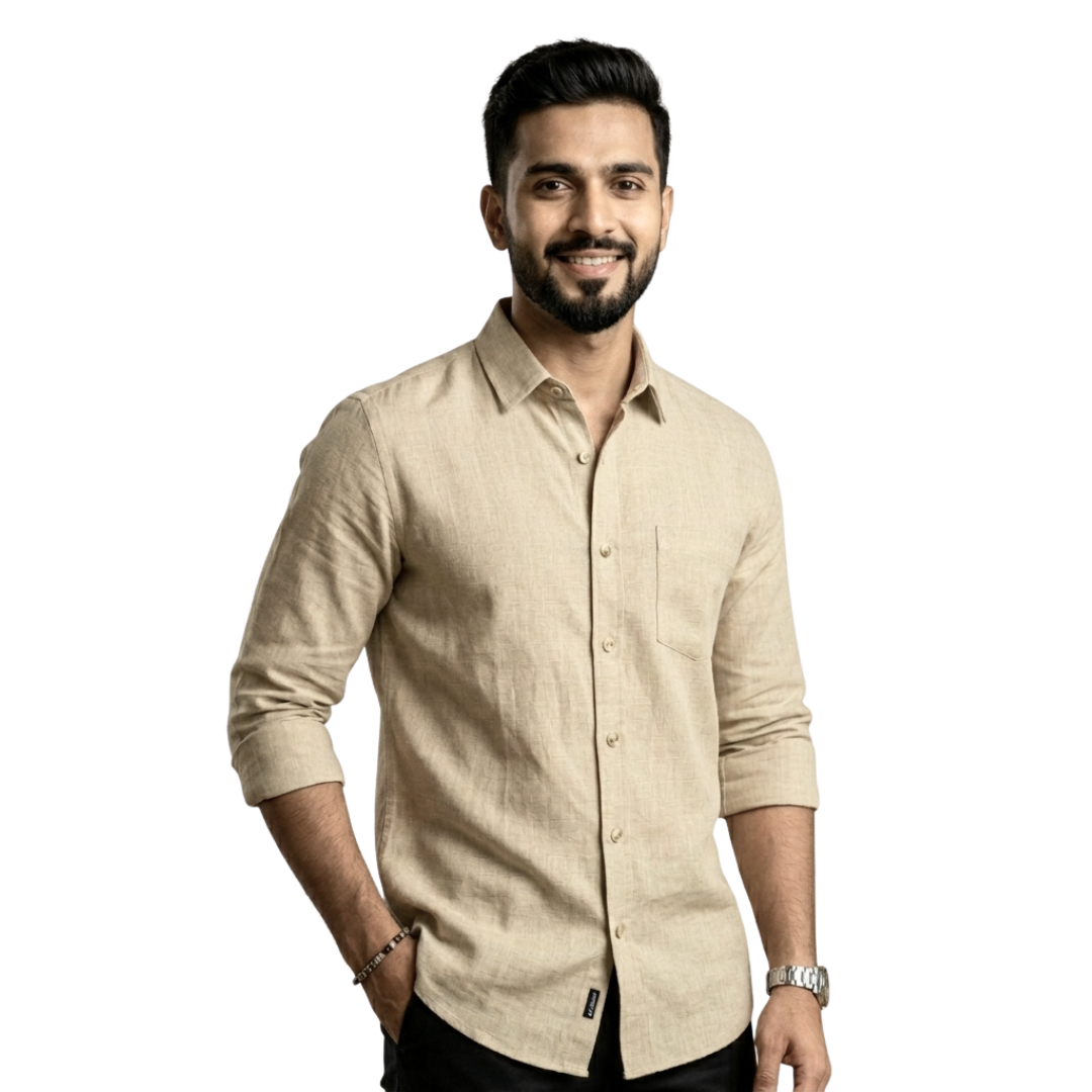 Beige Linen Shirt for Men – Breathable Summer Shirt | Nakear