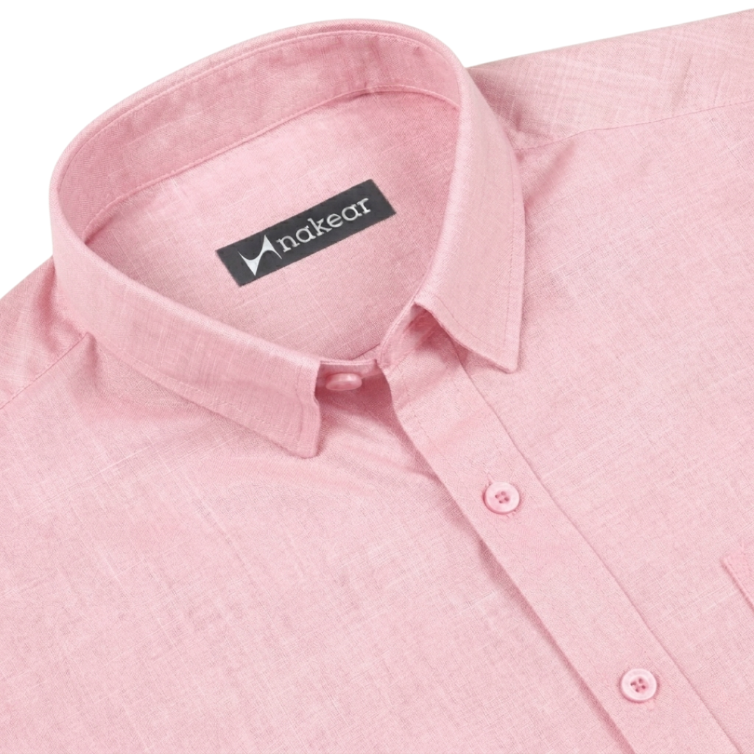 Blush Pink Linen Shirt for Men – Premium Slim Fit Summer Wear | Nakear