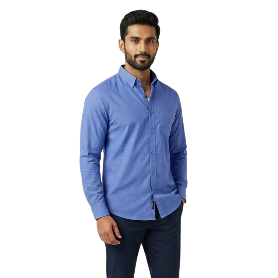 Royal Blue Cotton Formal Shirt for Men – Premium Fit Formal Wear | Nakear
