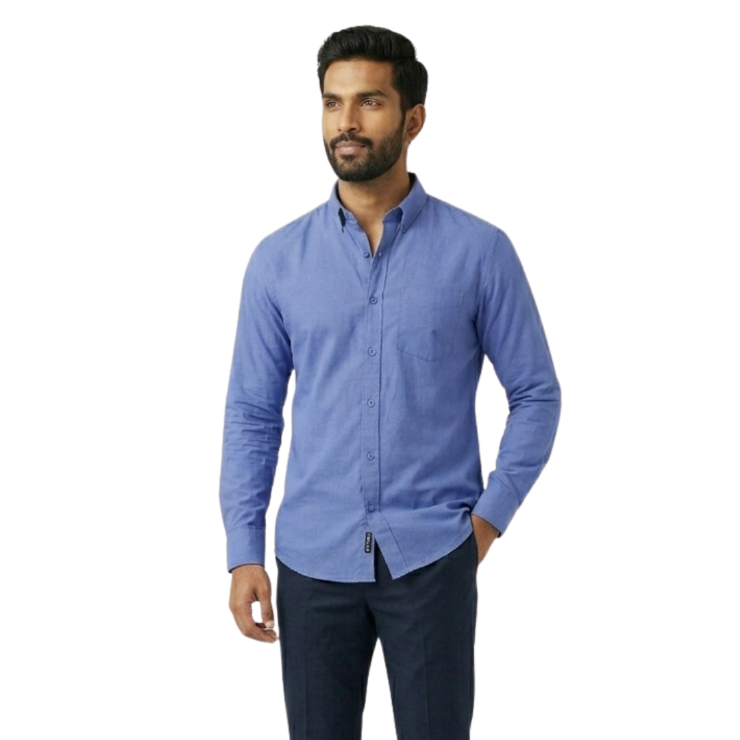 Royal Blue Cotton Formal Shirt for Men – Premium Fit Formal Wear | Nakear