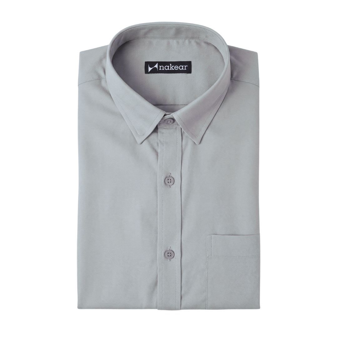 Light Grey Men’s Formal Shirt for Office | Tailored Fit Full Sleeve – Nakear