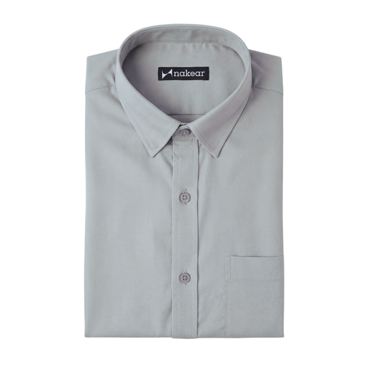 Light Grey Men’s Formal Shirt for Office | Tailored Fit Full Sleeve – Nakear