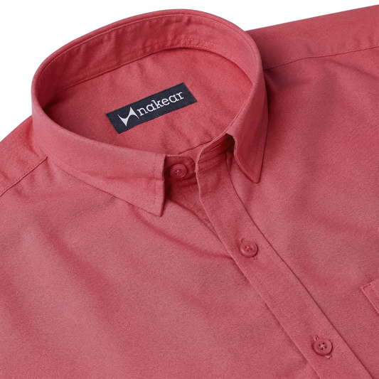 Dusty Red Cotton Shirt for Men – Premium Everyday Wear | Nakear