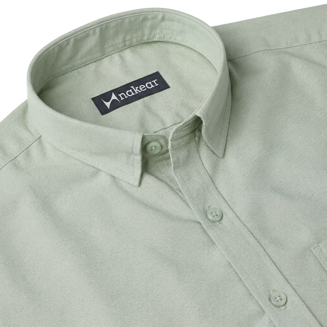 Sage Green Premium Cotton Shirt for Men – Tailored Fit Office Wear | Nakear
