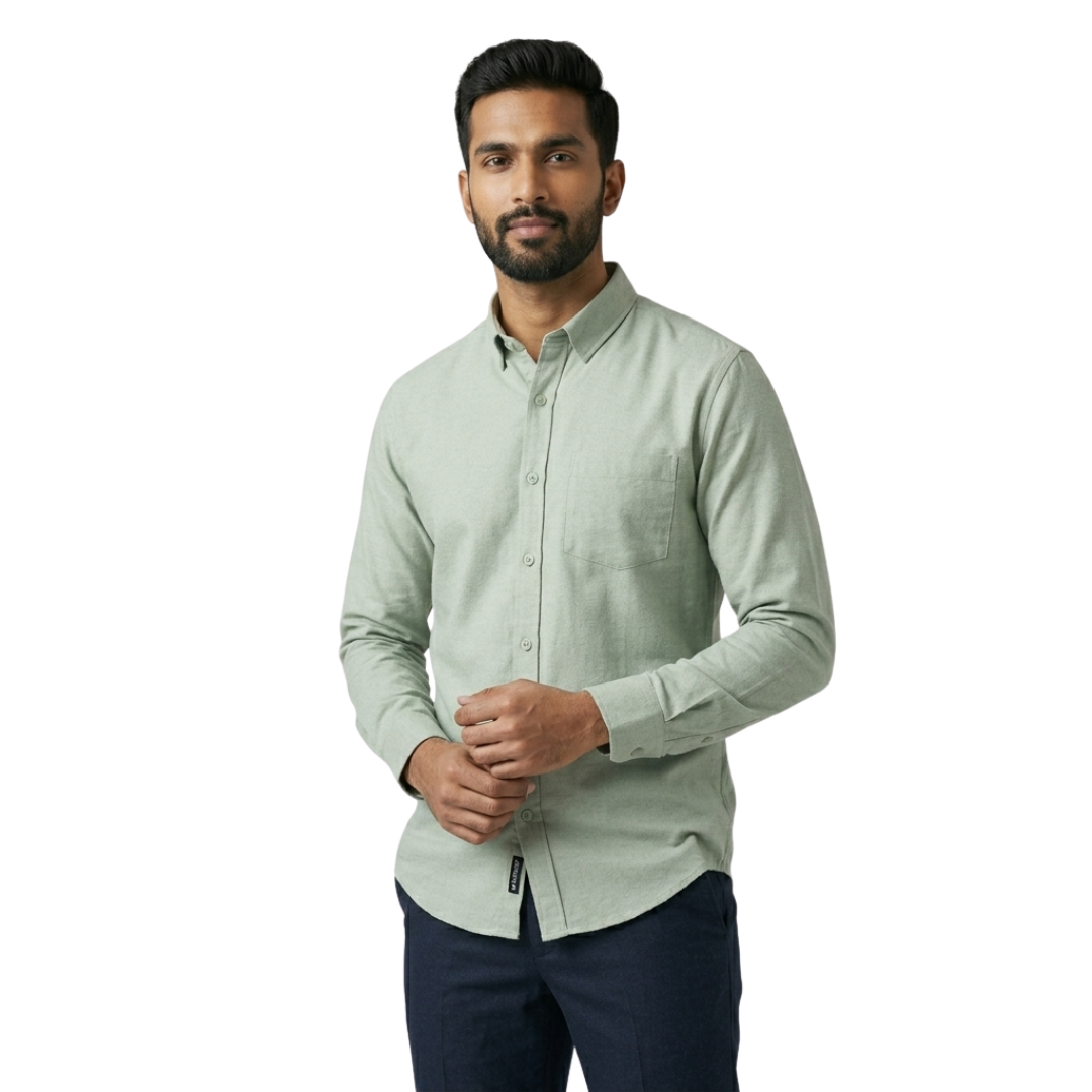Sage Green Premium Cotton Shirt for Men – Tailored Fit Office Wear | Nakear